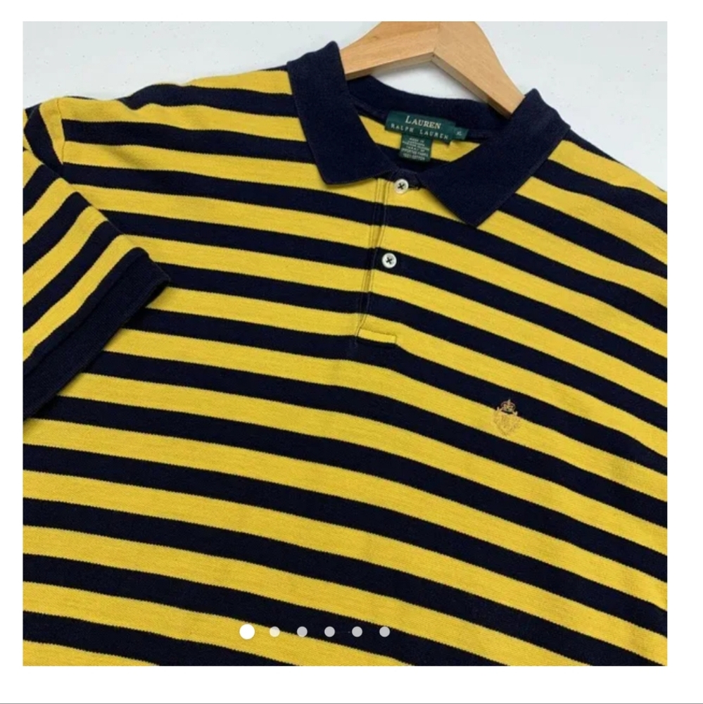 Lauren by Ralph Lauren mens yellow and blue polo shirt.